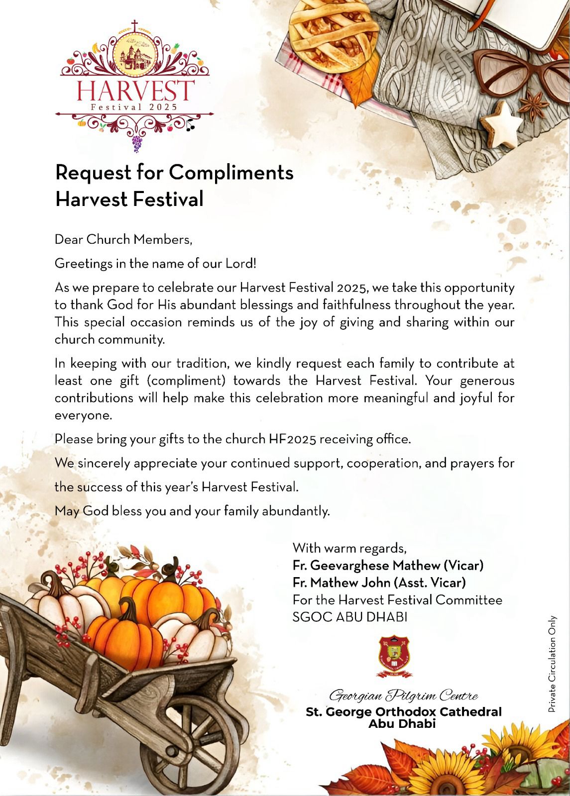 Harvest Festival-2025 -Request for Compliments