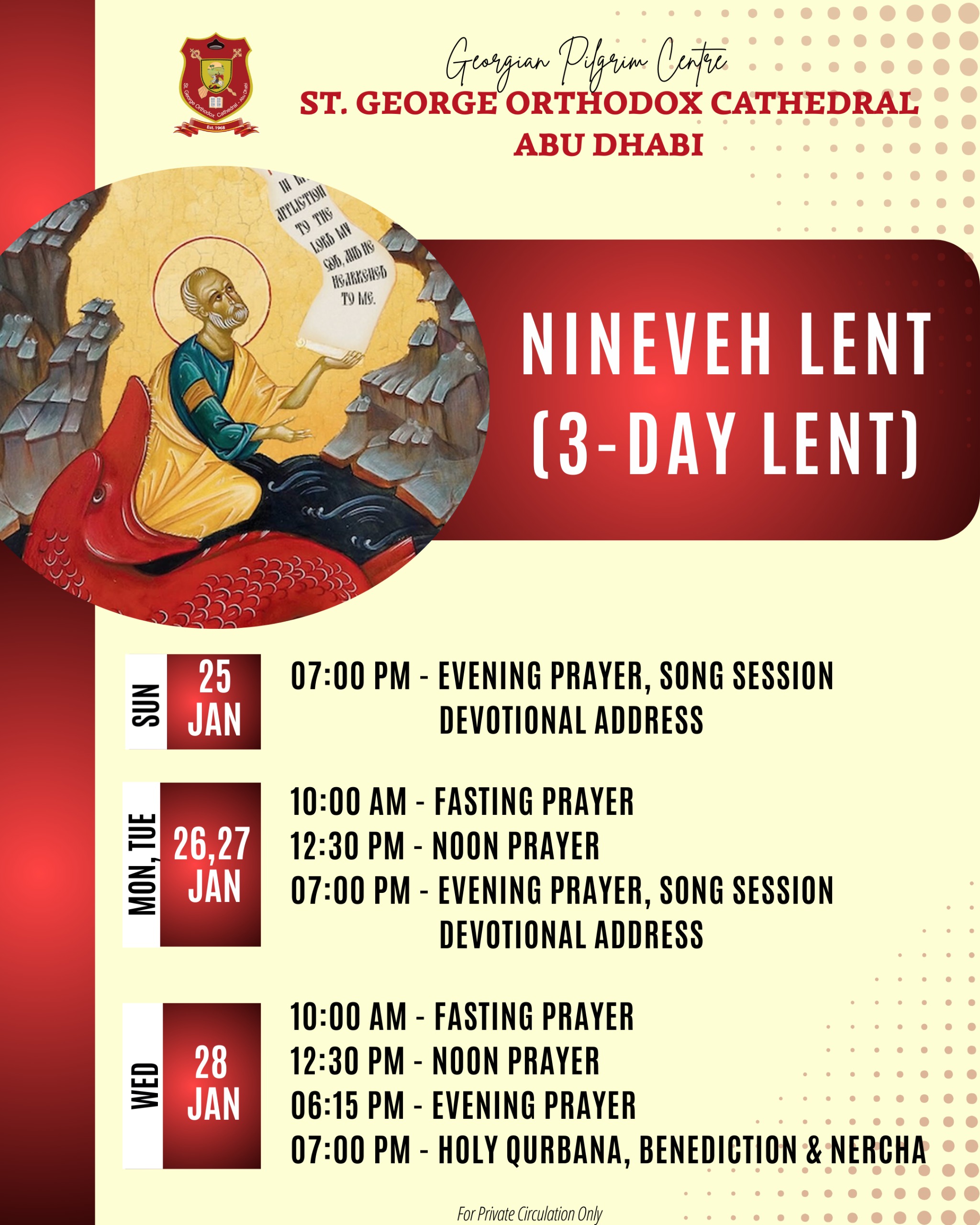 3-Day Lent Service Schedule