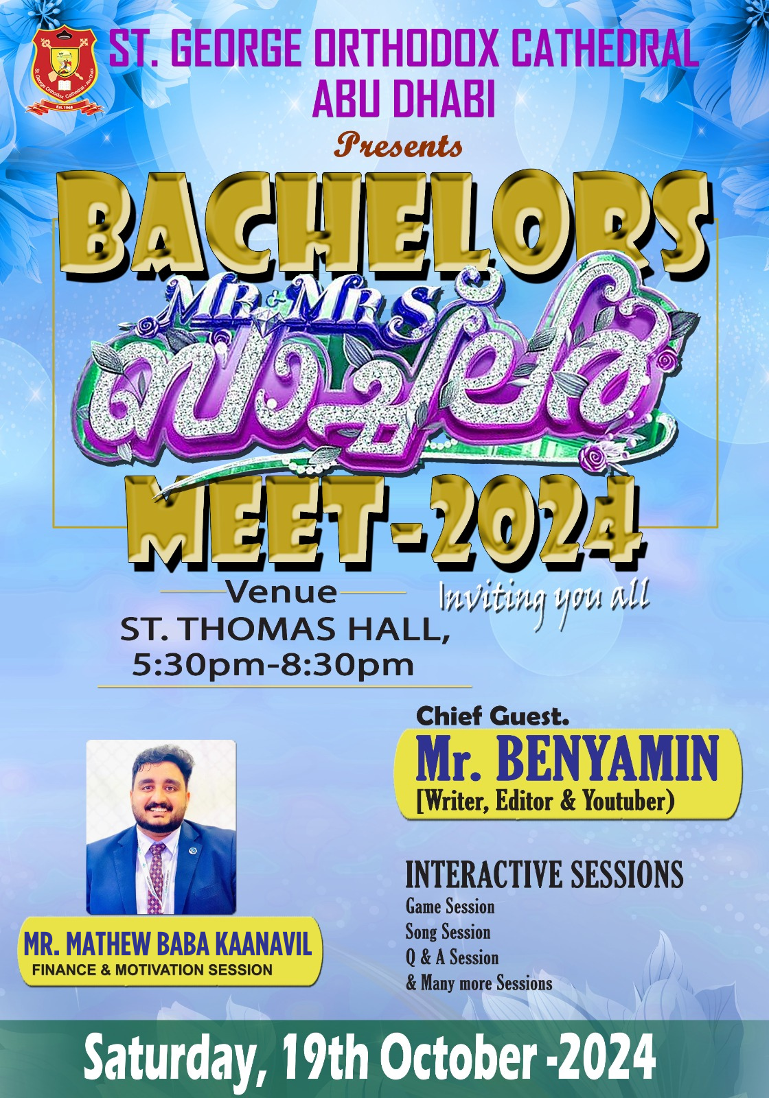 Bachelors Meet 2024 | 19th October 2024, Timing: 5:30pm - 8:30pm |