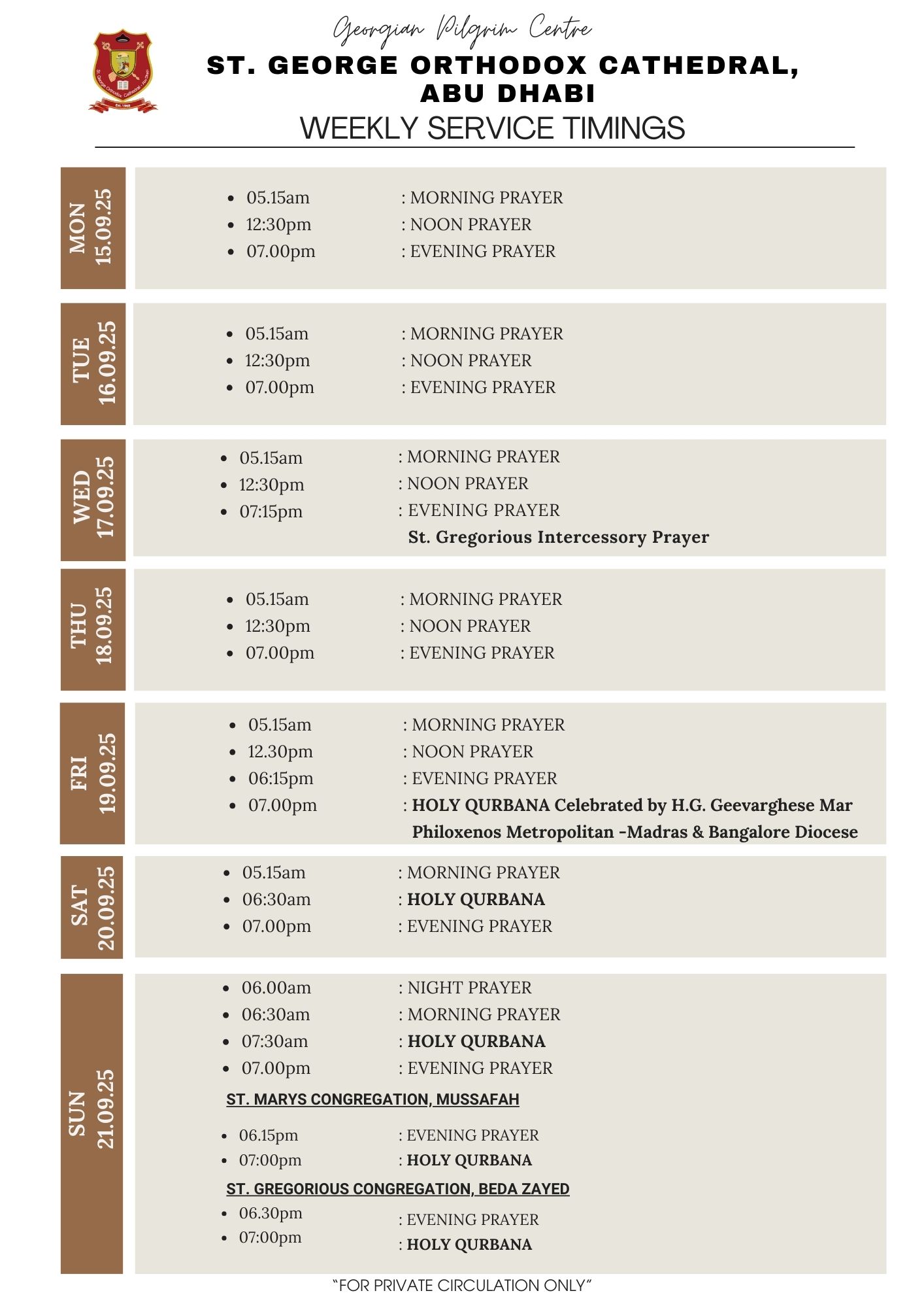 Weekly Service Timing_15th Sep to 21st Sep 2025