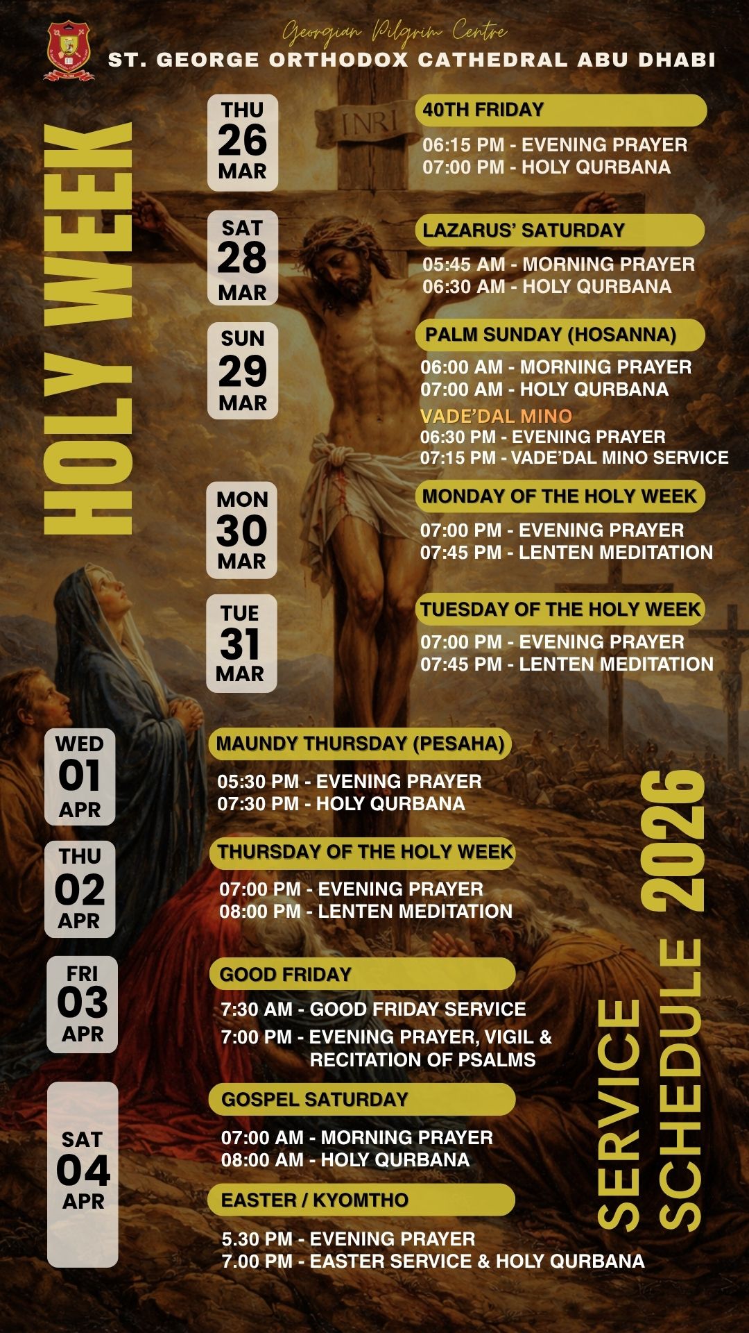Holy Week Service Schedule